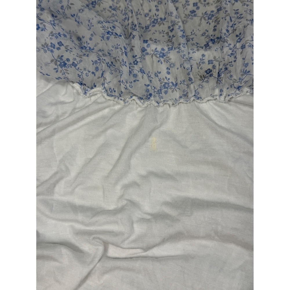 Marina Gigli Blouse Womens Small Blue Floral Silk Off Shoulder Made In Italy - Picture 10 of 11